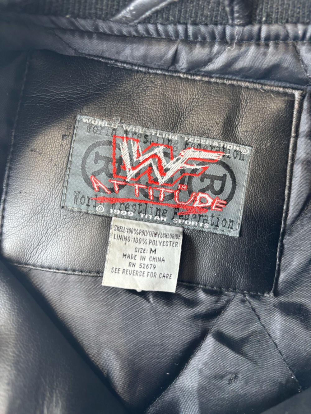 Vintage 1999 WWF Stone Cold Steve Austin Titan Sports Varsity Jacket M - Picture 8 of 8